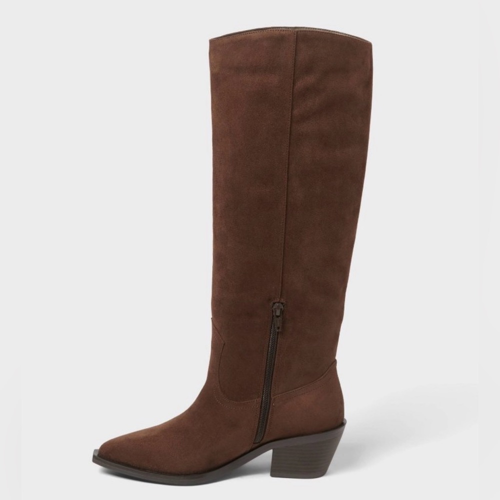 Women's Chocolate Brown Fringe Knee-High Western Cowboy Boots Memory Foam Insole - Picture 2 of 3